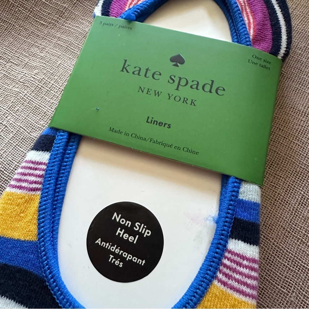 Kate Spade Colorful Striped No-Show Liners Socks 3 pairs - Picture 2 of 4